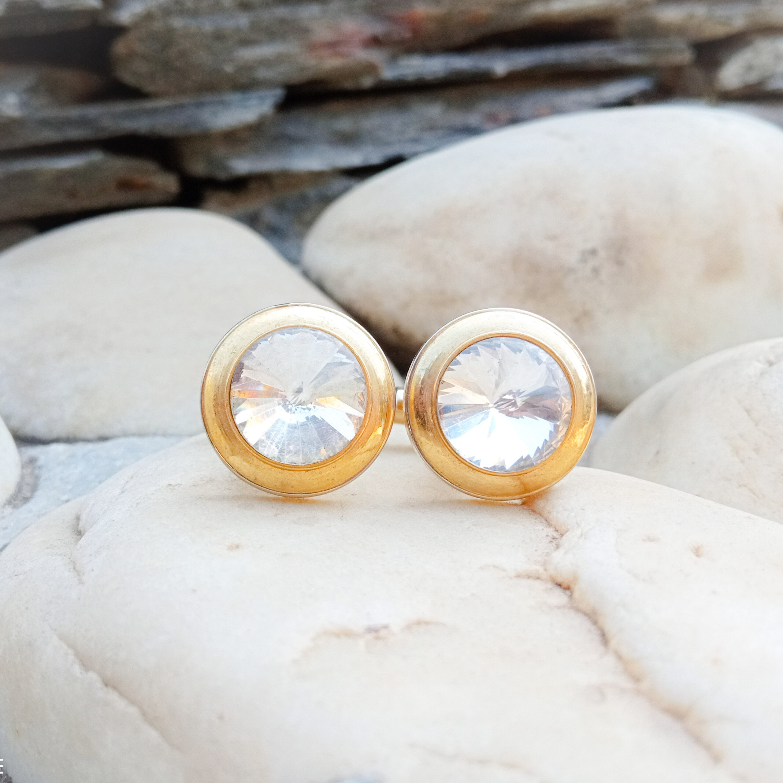 Crystal Circle Swarovski Stone Cufflinks