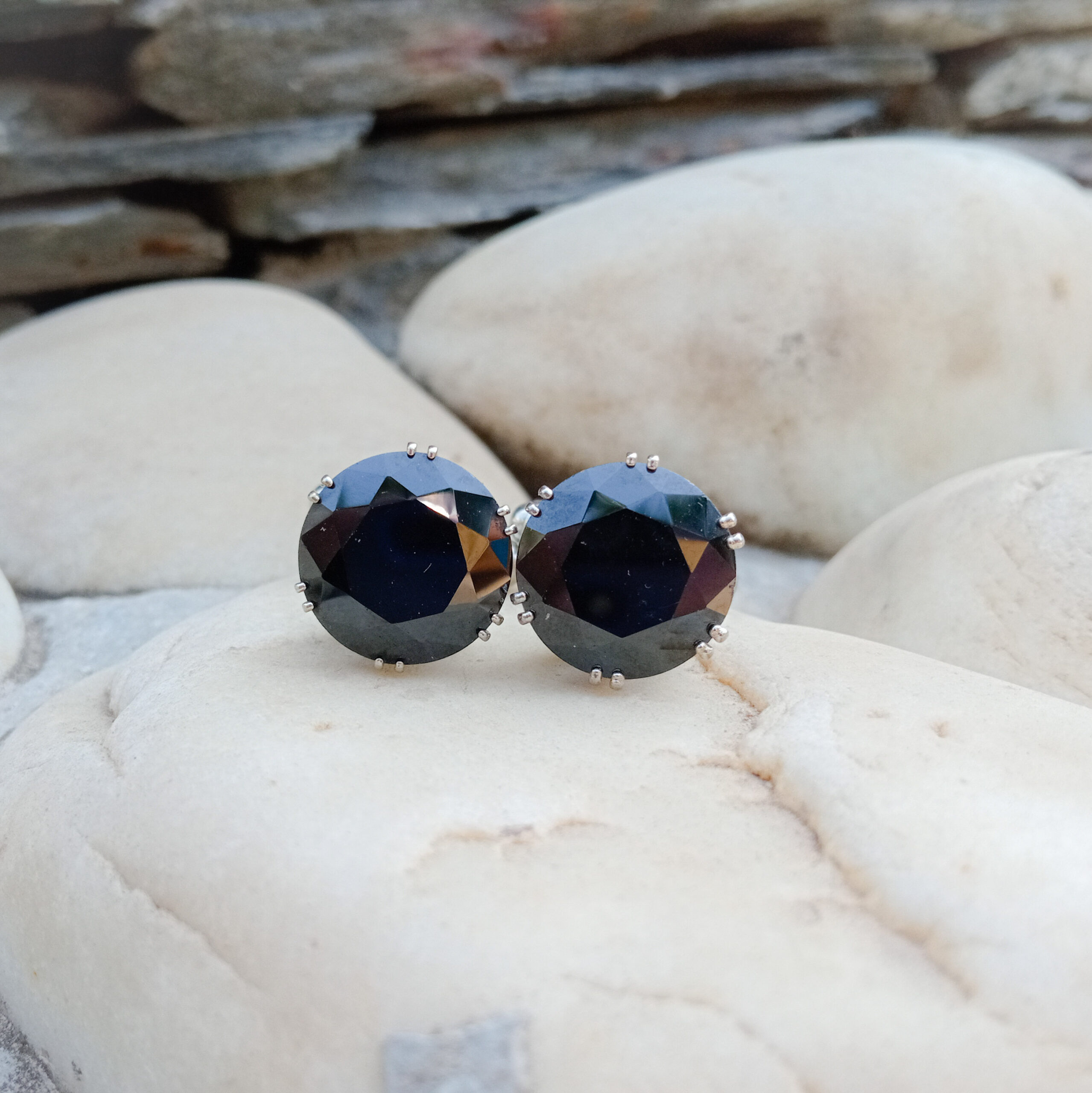 Black Big Swarovski Stone Cufflinks